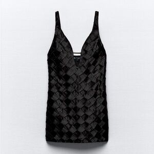 Zara satin mini black dress evening S